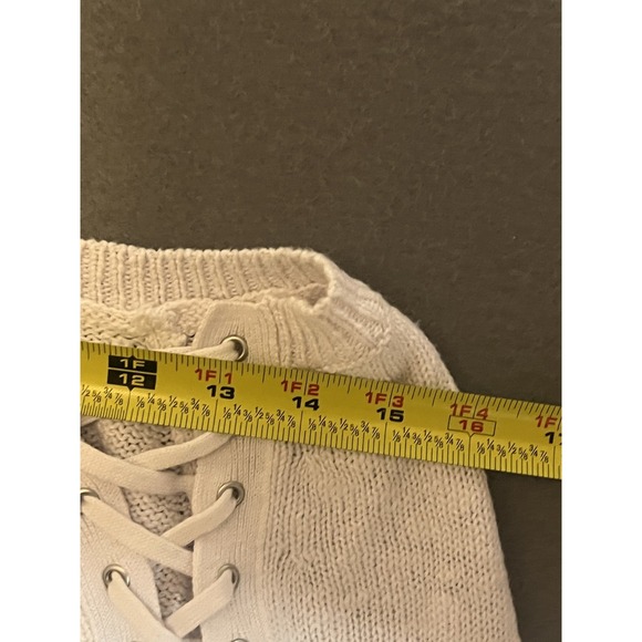 Dex Women's White Lace-Up Shoulder Long Sleeve Knit Sweater Size Medium - Picture 5 of 8